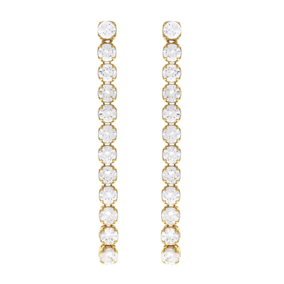 Engagement Occasion Rhodium plaqué 925 Sterling Silver Glittery Chaîne de tennis Boucles d'oreilles