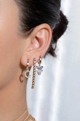 Engagement Occasion Rhodium plaqué 925 Sterling Silver Glittery Chaîne de tennis Boucles d'oreilles