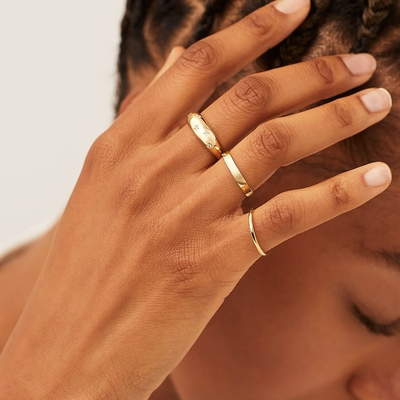 Anneaux de bande d'éternité Brésilien 18K or bijoux étoile 925 Sterling argent dôme bague pour femmes
