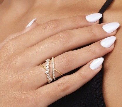 Déclaration de parti Pièce argent sterling Rhodium plaqué Zig Zag Bague en diamant pour femmes