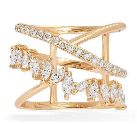 Déclaration de parti Pièce argent sterling Rhodium plaqué Zig Zag Bague en diamant pour femmes