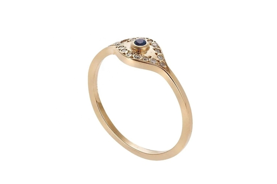 925 Sterling Silver Evil Eye Diamond Band Ring avec plaque d'argent classique
