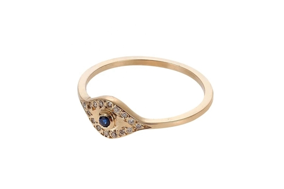 925 Sterling Silver Evil Eye Diamond Band Ring avec plaque d'argent classique