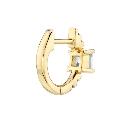 925 Sterling Silver Mini Gold Plated Baguette Hoop Huggie Boucles d'oreilles pour femmes bijoux