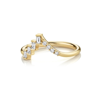 Offre OEM Diamants ronds et baguettes Triangle éclectique Anneau en argent pour femmes