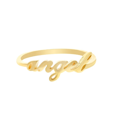 Ringe de nom d'ange en or massif pour femmes Glitter artisanal 925 argent sterling Moderne N/A