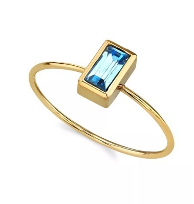 Anneau de cristal de zirconium cube de 14K en or plongé