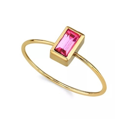 Anneau de cristal de zirconium cube de 14K en or plongé