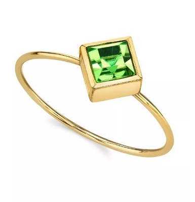 Anneau de cristal de zirconium cube de 14K en or plongé