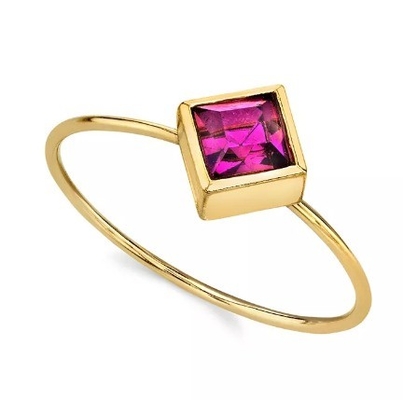 Anneau de cristal de zirconium cube de 14K en or plongé