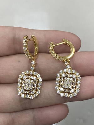 Boucles d'oreilles blanches en argent sterling 925 style classique pour les fiançailles et les mariages