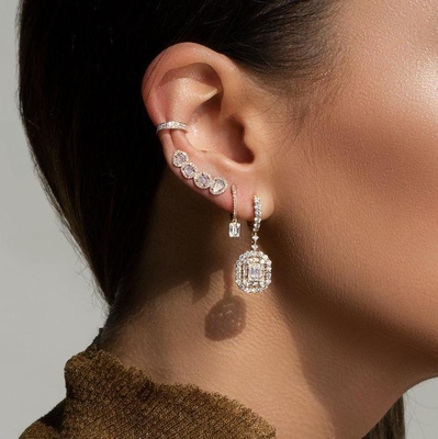 Boucles d'oreilles blanches en argent sterling 925 style classique pour les fiançailles et les mariages