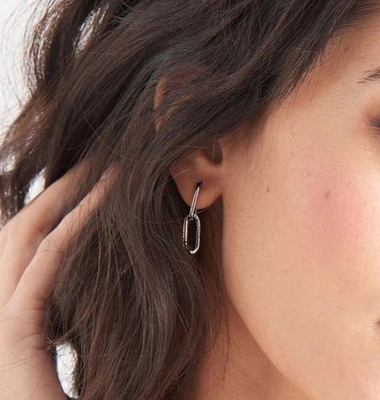 L'occasion de mariage simple câble argenté lien de boucle Boucle d'oreille 30mm hauteur design élégant