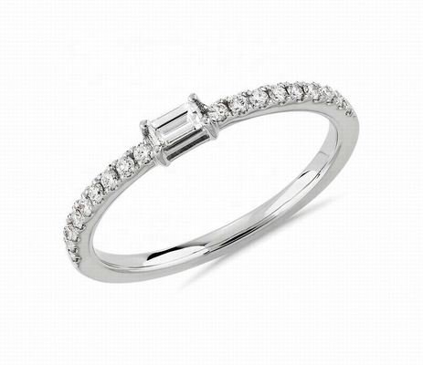 Joaillerie fine Anneau en argent sterling 925 avec pierres vertes ou blanches et plaqué en or 18K
