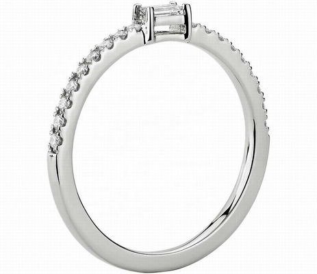 Joaillerie fine Anneau en argent sterling 925 avec pierres vertes ou blanches et plaqué en or 18K
