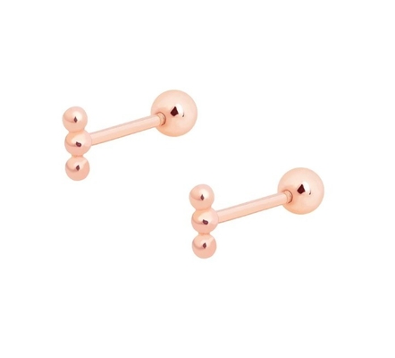 Mini Barbell à perles, boucle d'oreille en argent, à vis arrière, en argent sterling 925