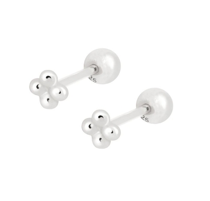6 mm en argent miniature à perles à bille Barbell Boucles d'oreilles à vis à dos bijoux