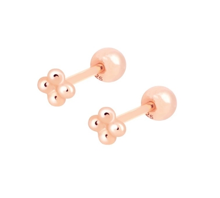 6 mm en argent miniature à perles à bille Barbell Boucles d'oreilles à vis à dos bijoux