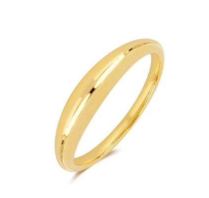 Anneaux féminins en argent plat plaqué en or 18K