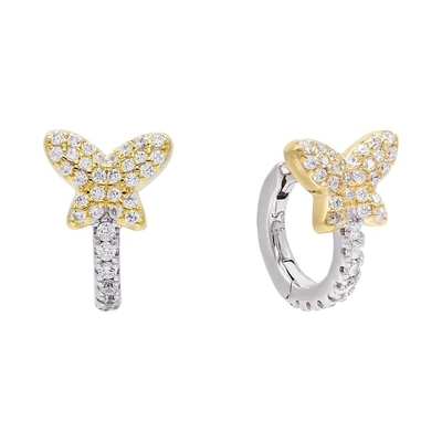Mini Papillon d'été Blanc CZ Huggies 925 Boucles d'oreilles en argent sterling