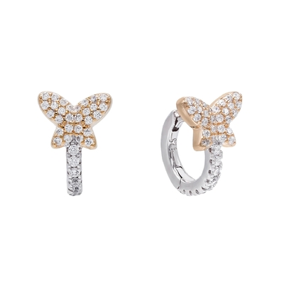 Mini Papillon d'été Blanc CZ Huggies 925 Boucles d'oreilles en argent sterling