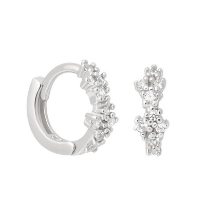 Des boucles d'oreilles en forme de fleur blanche CZ 925 Sterling Silevr Huggies pour femmes