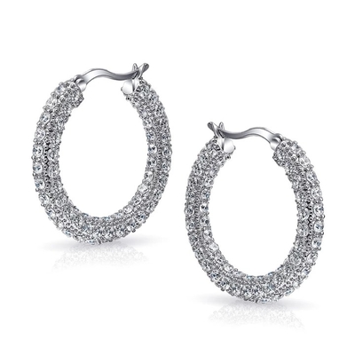 925 Sterling Silver Bridal Pave Blanc CZ Boucles d'oreilles en crochet pour les mariées à la mode