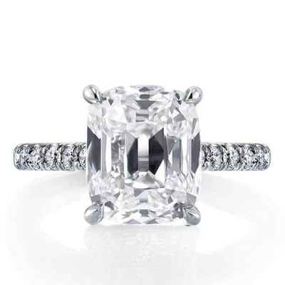 Anneau de fiançailles en argent blanc CZ 925 18K plaqué or Baguette coupée