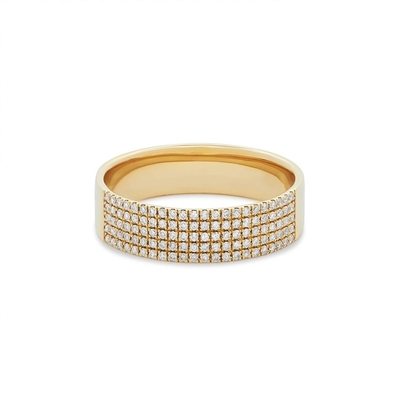Micron Pave CZ 18K Anneaux de pierres précieuses plaqués en or Cigar 925 Sterling Silver