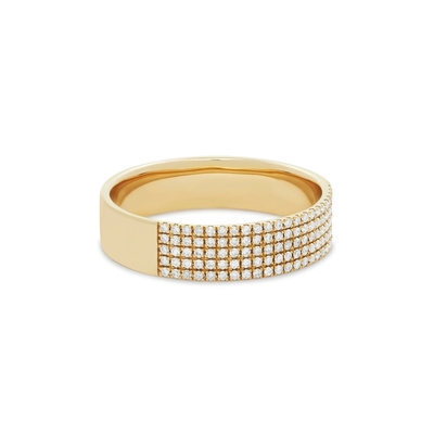 Micron Pave CZ 18K Anneaux de pierres précieuses plaqués en or Cigar 925 Sterling Silver