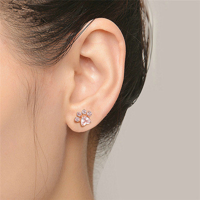 Des empreintes d'animaux pour enfants Des boucles d'oreilles en cuivre 925 sterling