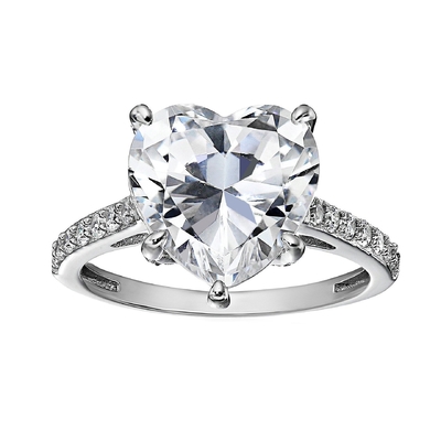 Technologie d'insertion de micro-insert Découpe de cœur CZ pierre 925 argent sterling Anneaux de fiançailles