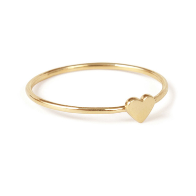 Délicat Design Simple Anneau de cœur Véritable 925 Sterling Argent 18K Plaqué en or sans tache