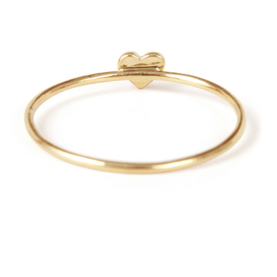 Délicat Design Simple Anneau de cœur Véritable 925 Sterling Argent 18K Plaqué en or sans tache