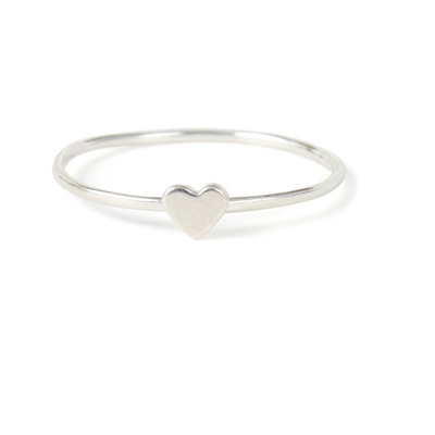 Délicat Design Simple Anneau de cœur Véritable 925 Sterling Argent 18K Plaqué en or sans tache