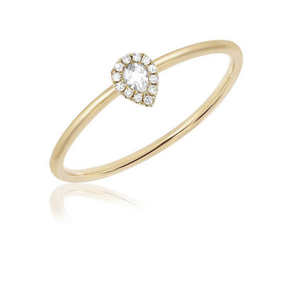 18K or Rhodium plaqué Teardrop Stack bague de fiançailles bijoux pour les marchés de pays