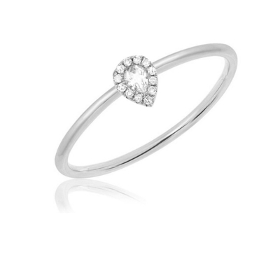 18K or Rhodium plaqué Teardrop Stack bague de fiançailles bijoux pour les marchés de pays