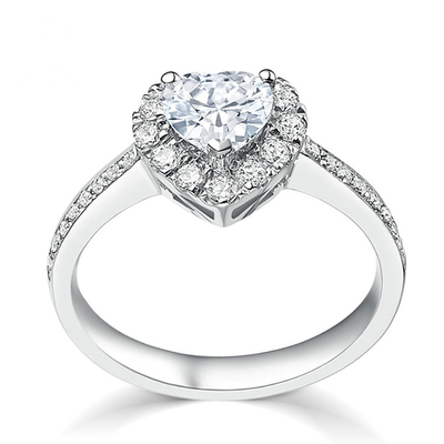 En cuivre, en forme de cœur, clair, CZ 925 argent sterling, bague éternité
