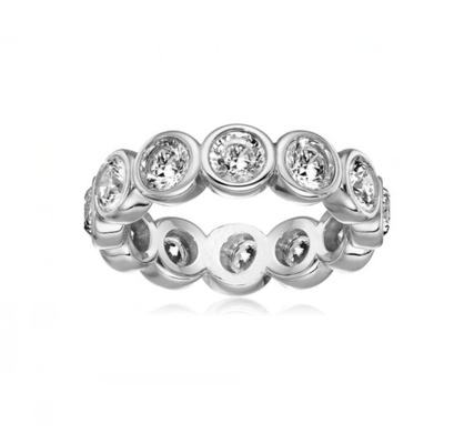 Classique Ins 18K plaqué or Bezel Setting CZ Eternity Band 925 Sterling Anneaux en argent