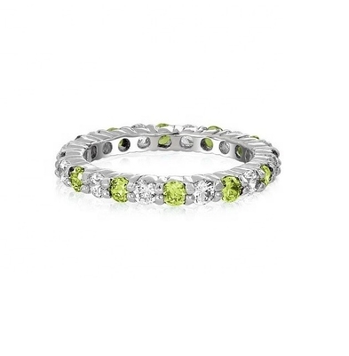 925 Silver Eternity Band Ring avec placage en or rose et pierre de naissance