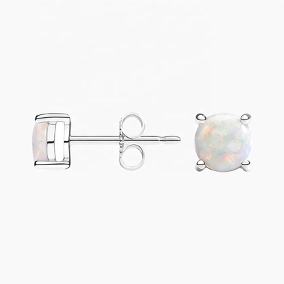 Or 18K 6MM Solitaire Boucles d'oreilles Opal Stud Pour les femmes et les filles bijoux de qualité