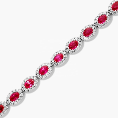 5.7mm Largeur de Zircon Bracelet de tennis Ovale Émeraude Blanc 14K Bracelet d' Or Femmes