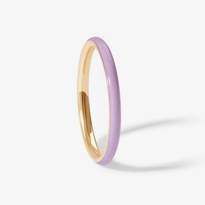 Anneaux dorés en émail rose 18K Anneaux en argent massif 925