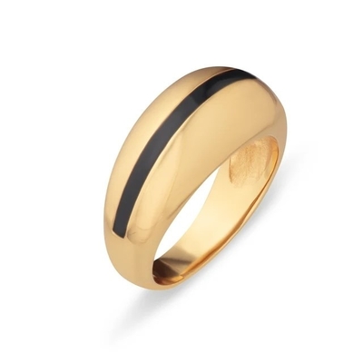 Vente en gros 18K bandes dorées rose émail dôme 925 argent sterling bague pour femme