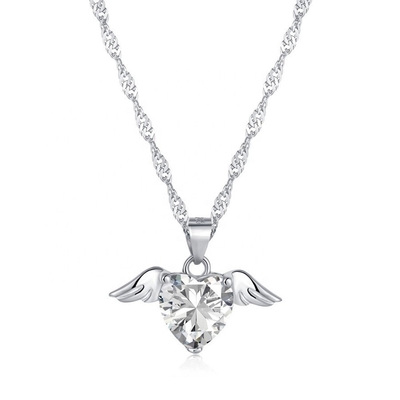 S925 Silver Sterling Love Wings Collier pour femmes Coeur Circon Collarbone Chaîne de bijoux