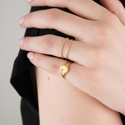 Anneau de signet en or de 18 carats Vermeil au tournesol avec un design minoritaire en argent sterling 925