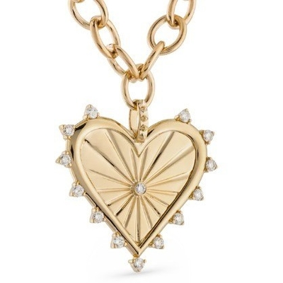 18K Or Blanc CZ Spiked Amour Coeur Charme Collier 925 Argent Pendeurs