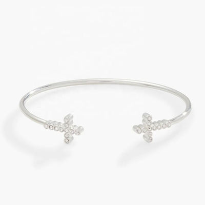 925 14K Bracelet en or Croix Bracelet avec Zircon de cristal pavé Pour les femmes