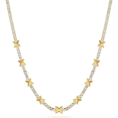 Collier classique en laiton de l' étoile de tennis avec pierres de zircon