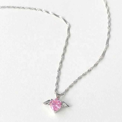 S925 Silver Sterling Love Wings Collier pour femmes Coeur Circon Collarbone Chaîne de bijoux
